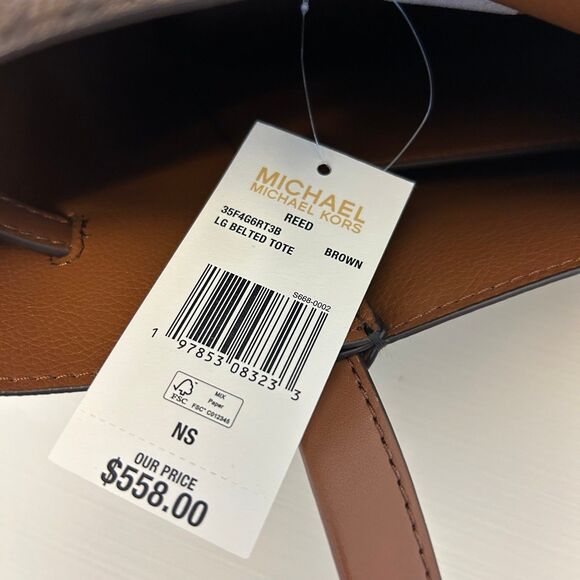 Michael Kors Purse Reed Large Logo Tote Bag Brown MK - Picture 7 of 10